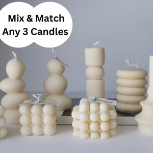 3pc Candle Set, Bubble Candle, Pillar Candle, Aesthetic Candles, Taper Candles, Shaped Candles, Candle Gift, Home Decor Candle, Mother's Day