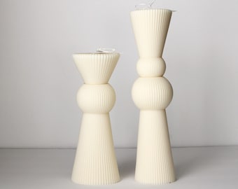 Ribbed Pillar Candle, Shaped Vase Candle, Column Candle, Aesthetic Candle, Sculptural candles, Ribbed Candle, Home Decor, Taper Candle, Gift