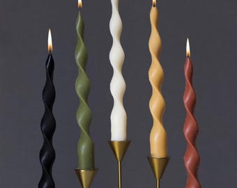 Spiral Taper Candle Set Twisted Soy Candle Beeswax Candle Handmade Gift Modern Home Decor Minimalist Decorative Candle Aesthetic Candlestick