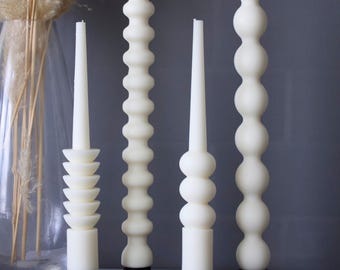 Taper Candles Set, Soy Wax Beeswax Candle Twisted Taper Candle Modern Candle Set White Decorative Home Decor Handmade Tall Candlestick Gifts