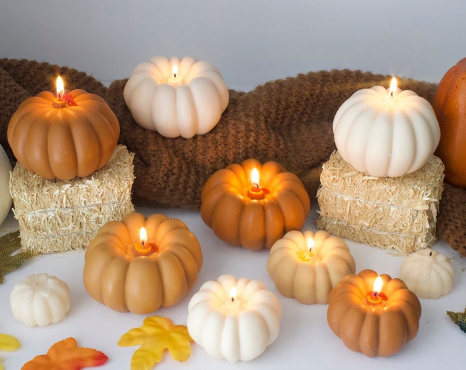 Pumpkin Candle, Pumpkin Shaped Candle, Halloween Decor, Fall Decor, Pumpkin Scented Candle, Halloween Candles, Table Decor, Autumn Decor