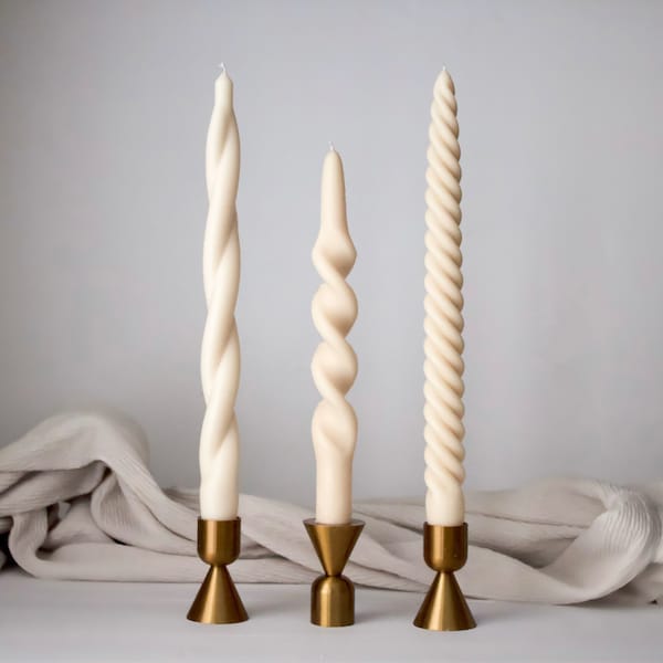Spiral Taper Candle, Candlesticks, Twisted Candle, Soy Beeswax Candle, Table Candle, Home Decor Candles, Candle Set, Aesthetic Candle, Gift