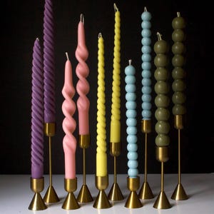 Set of 2, Twisted Taper Candles,  Soy Wax Beeswax Taper Candle Sets, Spiral Colorful Taper Candle, Home Decor, Tall Taper Candlesticks Gifts