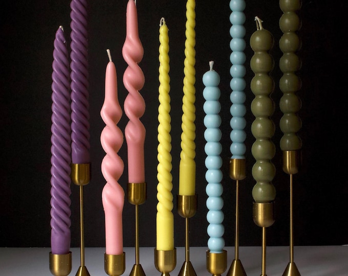 Set of 2, Twisted Taper Candles,  Soy Wax Beeswax Taper Candle Sets, Spiral Colorful Taper Candle, Home Decor, Tall Taper Candlesticks Gifts