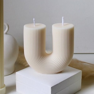 U shaped candle, Ribbed candle, Arch candle, U candle, Home decor candle, Aesthetic candle, Pillar candle, Soy candle, Vegan candle, Rainbow