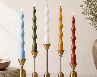 Spiral Taper Candle Set Twisted Soy Candle Beeswax Candle Handmade Gift Modern Home Decor Minimalist Decorative Candle Aesthetic Candlestick