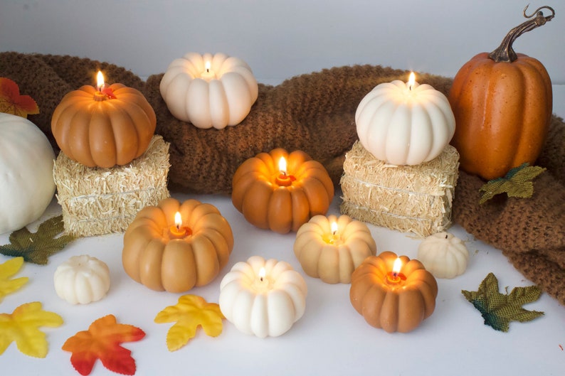 Pumpkin Candle, Pumpkin Shaped Candle, Halloween Decor, Fall Decor, Pumpkin Scented Candle, Halloween Candles, Table Decor, Autumn Decor image 1