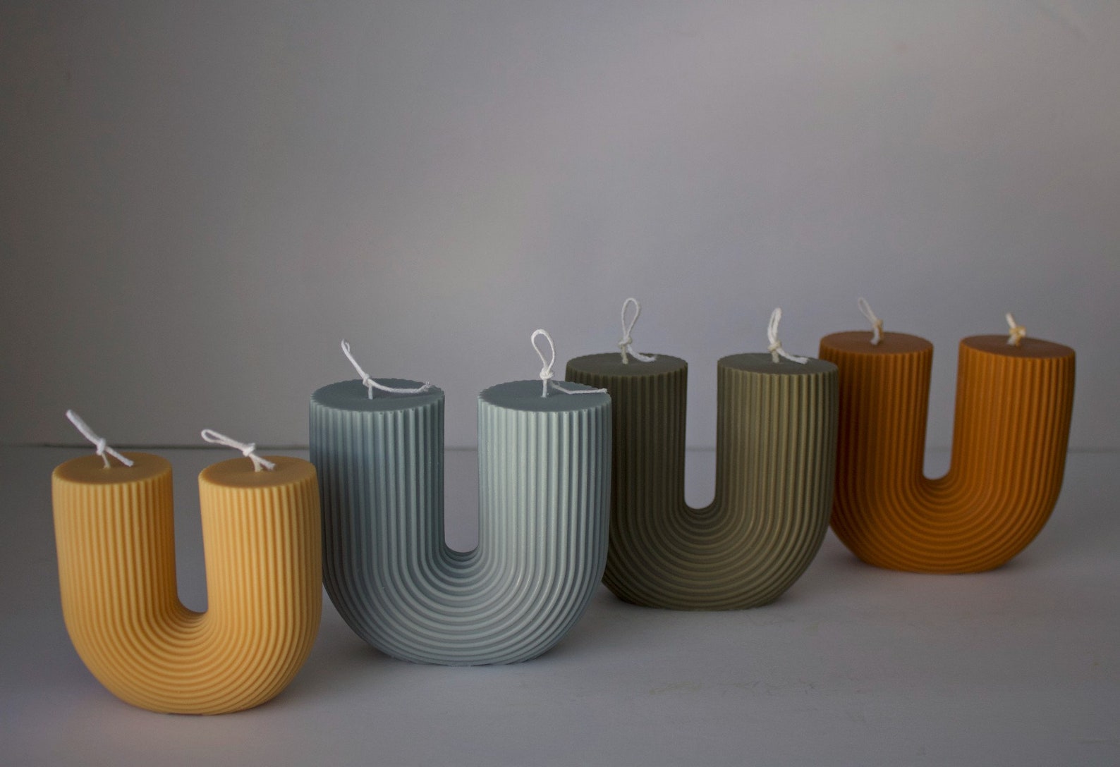 U Shaped Candle Ribbed Candle Arch Candle U Candle Home Etsy