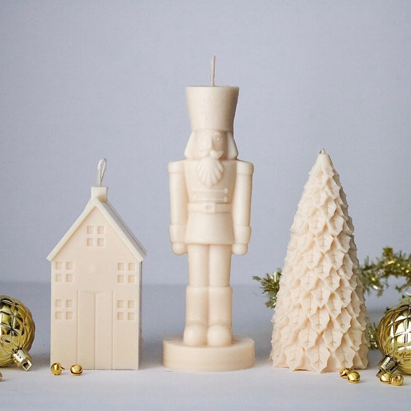 Christmas House Candle, Nutcracker Candle, Christmas Tree Shaped Candle, Pillar Candle, Christmas Gift Christmas Table Decorations