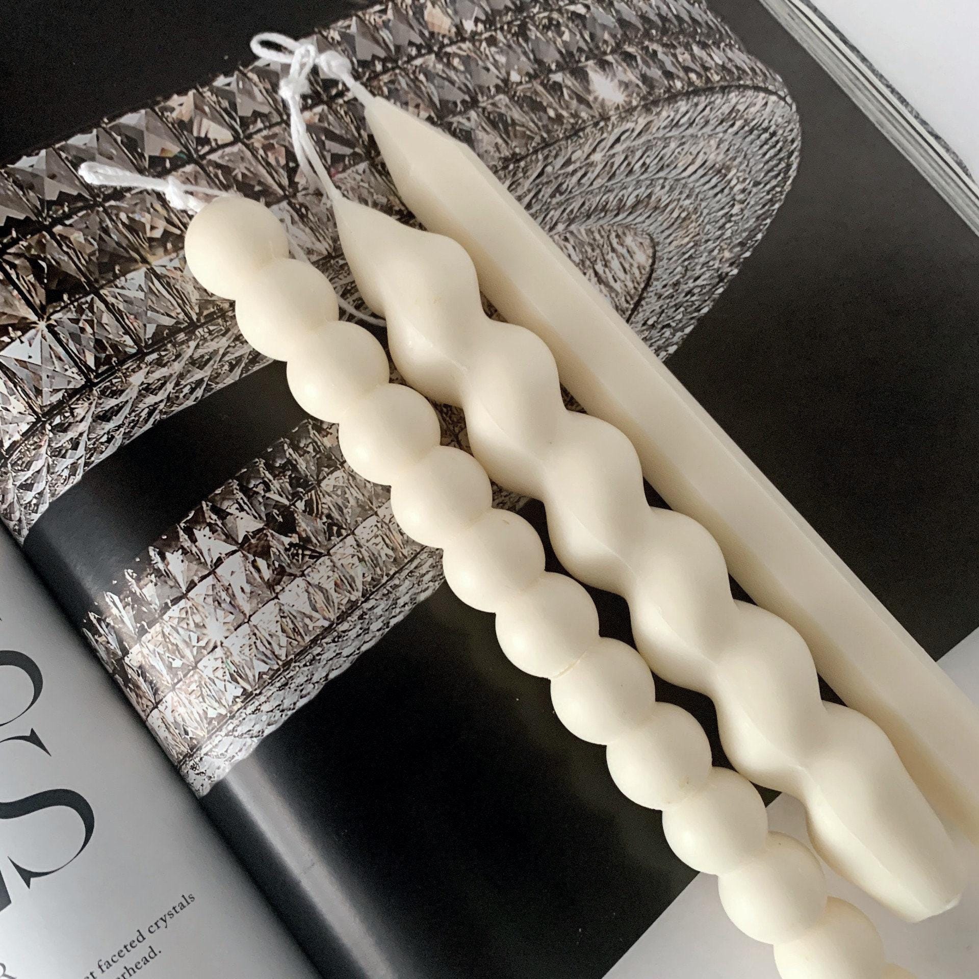 Candlestick Taper Candle Set Soy Wax Gift for Her Spiral Candle Twisted Candle Modern Home Decor Candle Minimalist Candle Boho Wedding Decor