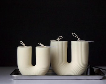 U shaped candle, Ribbed candle, Arch candle, U candle, Home decor candle, Aesthetic candle, Pillar candle, Soy candle, Vegan candle, Rainbow