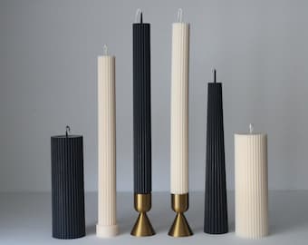 Vela de cera de soja, vela de pilar acanalada, vela de cera de abejas, vela cónica, vela rayada, candelabros de boda, vela decorativa para el hogar, regalo