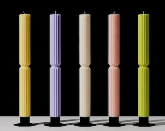 Taper Candle, Ribbed Candlesticks, Beeswax Soy Candles, Dining Table Decor, Housewarming Gift, Modern Coffee Table Decorations, Tall Candle