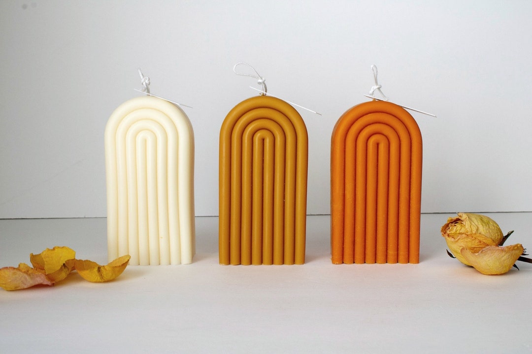 Large Rainbow Arch Candle, Shaped Ribbed Candle, U Candle, Pillar