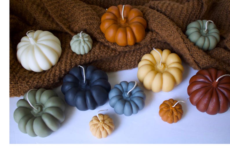 Vela de calabaza, vela con forma de calabaza, decoración de Halloween, decoración de otoño, vela con aroma a calabaza, velas de Halloween, decoración de mesa, decoración de otoño imagen 8