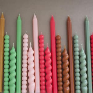 3pc Taper Candle Set Twisted Candle Candlesticks Eclectic Candle Tall Colorful Beeswax Soy Candle Home Decor Aesthetic Elegant Gift for her