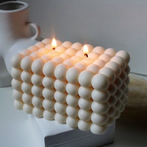BIG Bubble Cube Candle, XL 2 Wick Bubble Candle, Soy Candle, Pillar Candle, Home Decor, Vegan Candle, Aesthetic Candle, Candle Gift