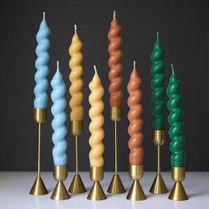 Twisted Taper Candles, Tall Spiral Candlesticks, Modern Candle, Soy Wax Beeswax Candle, Table Home Decor, Candle Gift, Decorative Candle 2pc