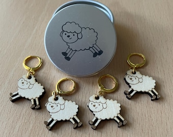 Set of Wooden Stitch Markers Sheep