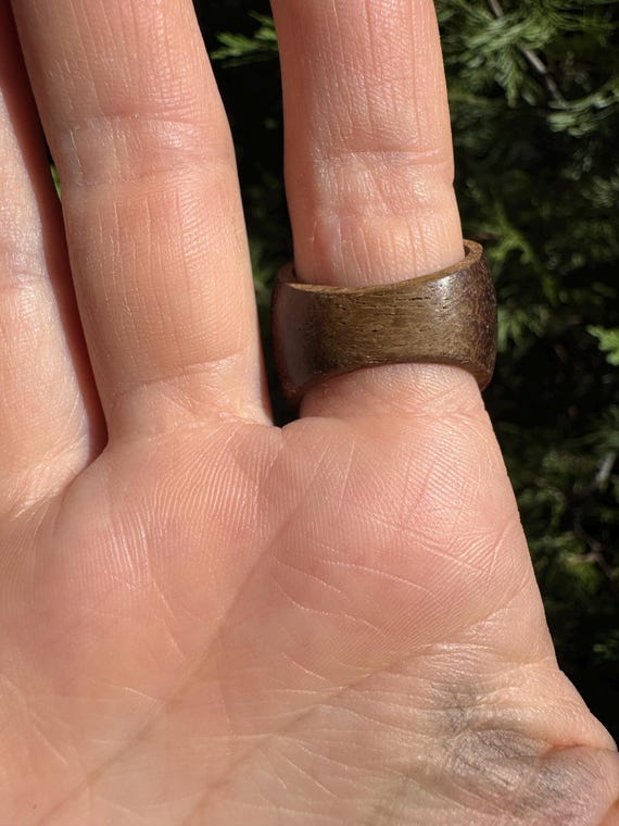 Wood & Shell Ring and Bangle Set - Size 8 Ring - image 4
