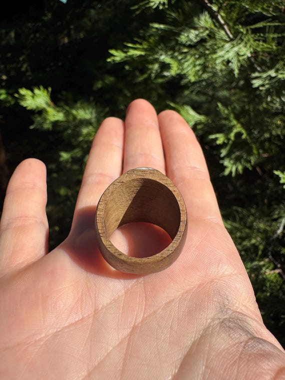 Wood & Shell Ring and Bangle Set - Size 8 Ring - image 5