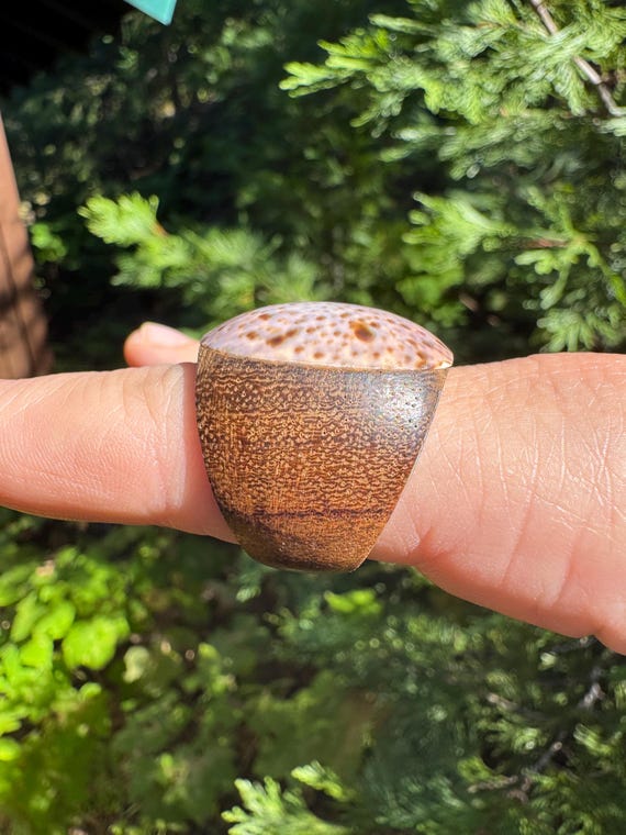 Wood & Shell Ring and Bangle Set - Size 8 Ring - image 3