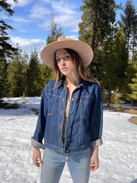 cropped denim sherpa jacket