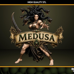 File STL della guerriera Medusa – Miniatura fantasy in resina per D&D, wargame e giochi di ruolo da tavolo.