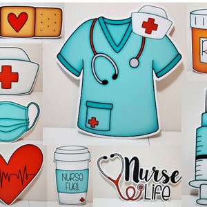 Nurse Yard Sign Set, Yard Art, Medical Staff lawn decorations Complete 9 pc set