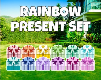 Striped Presents Rainbow Multi Pack Lawn Sign Yard Card Outdoor Party Decorations Business Supplier