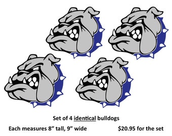 Set of 4 Customizable School Mascot Bulldog Yard Cards for Lawn Signs Rental Businesses or Event Planners