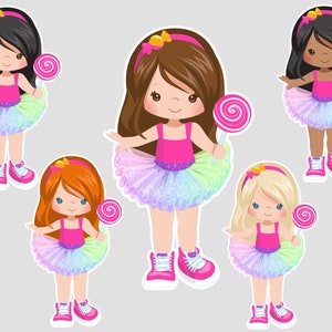 Super Cute Girls in Rainbow Tutus Set # 2 Yard Cards para empresas de alquiler de letreros de césped o planificadores de eventos