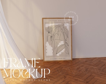 digital frame mockup, minimalistic interior mockup, print frame mockup, skandinavian interior mockup, glass reflection frame mockup