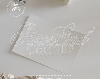 paper card closeup mockup, DIN A poster mockup, art print mockup digital poster mockup greeting card preview image, no frame poster mockup
