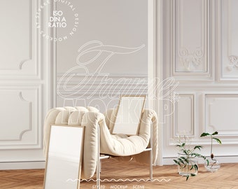 Two frames mockup, set of two vertical frame mockup, digital frame 2 minimalist frame mock up, interior frame duo mockup scandinavian