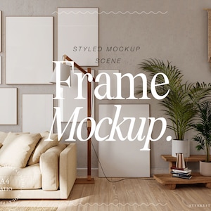 frame mockup DIN A, gallery wall frame mockup, gallery frame mockup, mockup for printable poster, digital frame mockup, wall color mockup