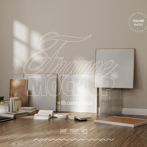 frame mockup square three, thin frame mockup trio digital frame poster mockup set art studio mockup, interior frame mockup square realistic