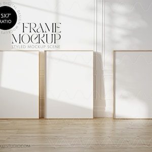 Scandinavian frame mockup, 3 frame mockups, 5x7 ratio, minimalistic interior mockup, design gallery frame mockup, frame template, smart