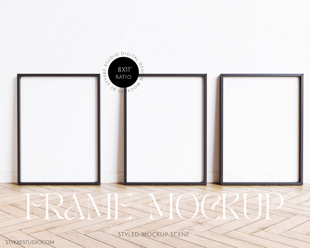 8x11 Three Black Frame Mockups, 8x11 Frame Mockup, Set of Three
