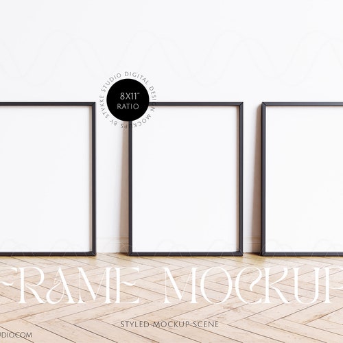 8x11 Three Black Frame Mockups, 8x11 Frame Mockup, Set of Three