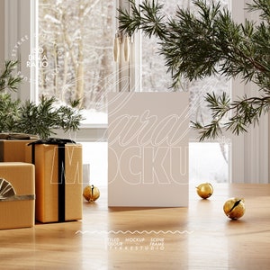 Feestelijk kaartmodel DIN A, print postermodel kerst modern, mockup voor cadeaukaartdrukkerij verticaal mockup modern kerstmis illustratie