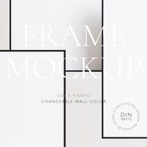 Drei Bilderrahmen, DIN A4 Rahmen Mockup, 3er Set, schwarze dünne Rahmen Mockup, digitaler Rahmen, Set aus 3 vertikalen Rahmen, dünner Rahmen