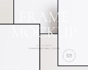 Three frames, DIN A4 frame mockup, set of three, black thin frames mockup, digital frame, set of vertical frames, 3 frame mockup, thin frame