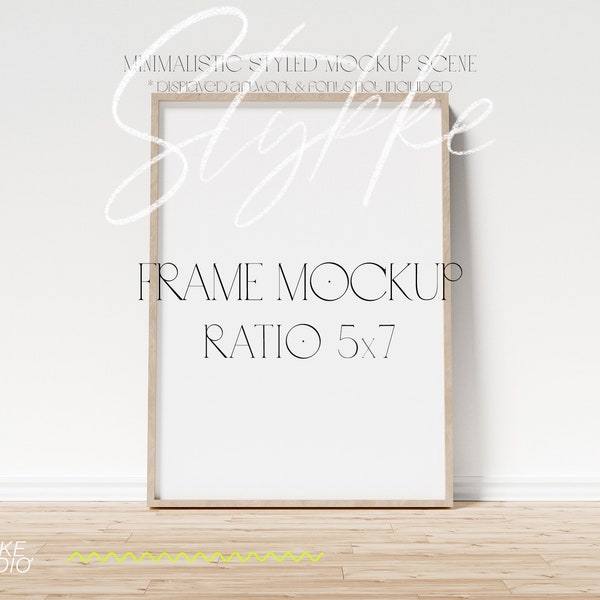 5x7 ratio frame mockup, printable mockup, frame mockup for prints, minimalistic frame mockup, frame mockup on wooden skirting boarders floor