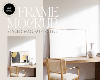 mockup de moldura horizontal, mockup de interior minimalista, mockup de moldura de madeira, mockup de moldura sobre mesa, mockup de moldura horizontal, mockup do Photoshop