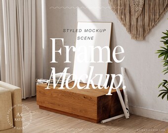 frame mockup DIN A, standing frame mockup, interior poster mockup, digital frame mockup, vertical frame mockup, frame mockup for tall art