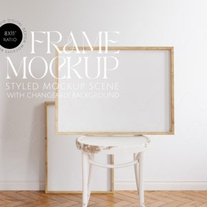 Digital frame mockups for art, art studio mockup, wall paint mockup, wooden frames mockup duo, wallpaper mockup, frames for print on demand
