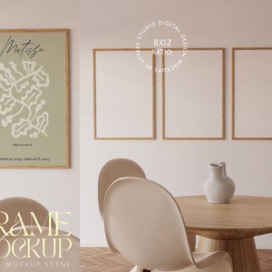 three frames, 8x12 frame mockup, set of three, wooden frames mockup, digital frame, set of vertical frames, 3 frame mock up