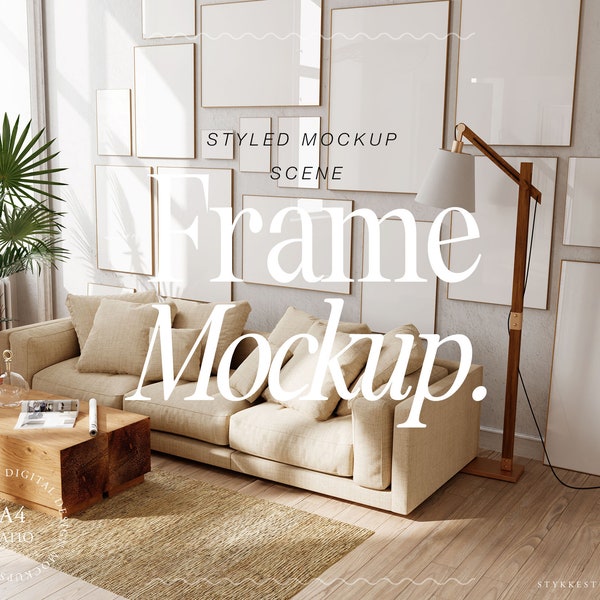 frame mockup DIN A, gallery wall frame mockup, gallery frame mockup, mockup for printable poster, digital frame mockup, wall color mockup