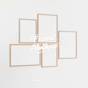 Maqueta de marco de galería simple de pared de 5 marcos DINA, maqueta de marco de mezcla vertical y horizontal, maqueta de marco simple y audaz para colección de paquetes de carteles